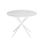 Mesa de comedor redonda con patas cruzadas de 42" para 2-4 personas – Negro mate / Negro / Blanco mármol / Blanco