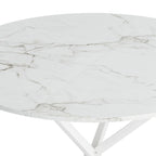 Mesa de comedor redonda con patas cruzadas de 42" para 2-4 personas – Negro mate / Negro / Blanco mármol / Blanco