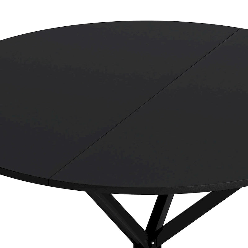 Mesa de comedor redonda con patas cruzadas de 42" para 2-4 personas – Negro mate / Negro / Blanco mármol / Blanco