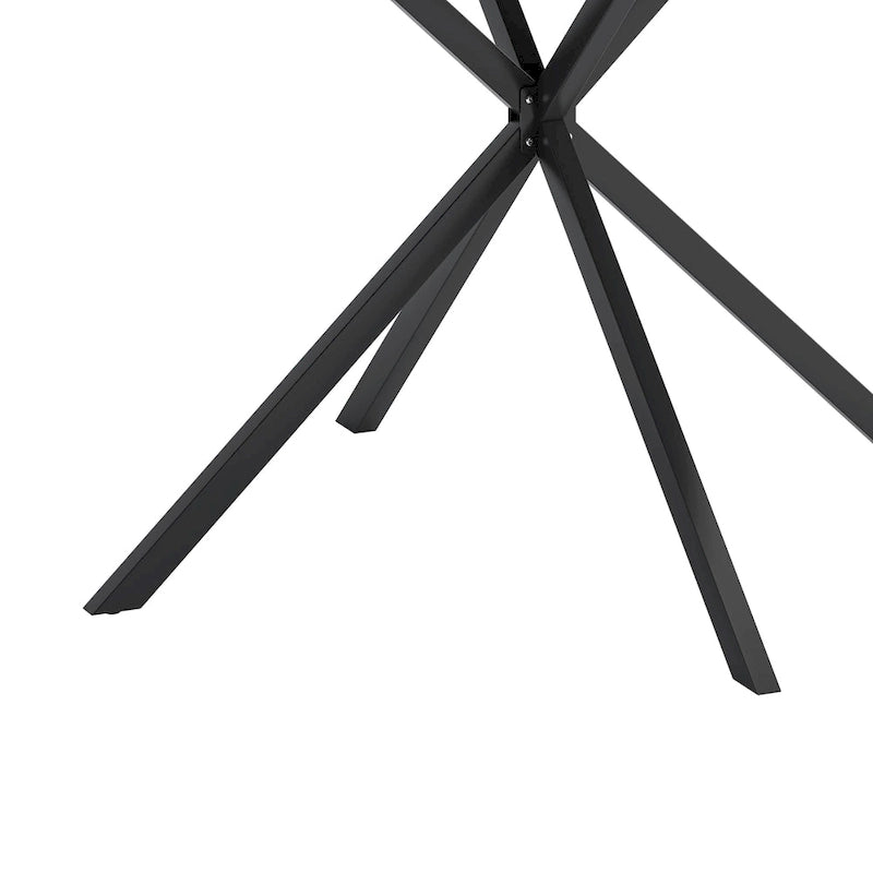 Mesa de comedor redonda con patas cruzadas de 42" para 2-4 personas – Negro mate / Negro / Blanco mármol / Blanco