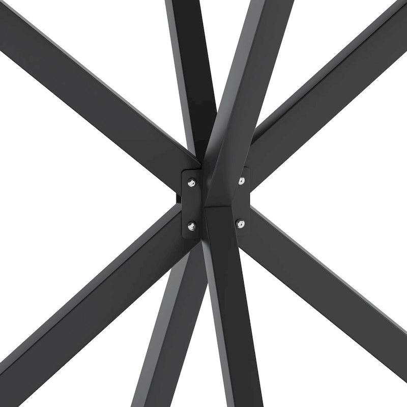 Mesa de comedor redonda con patas cruzadas de 42" para 2-4 personas – Negro mate / Negro / Blanco mármol / Blanco