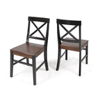 Sillas de comedor de madera de acacia estilo rústico, blancas/negras, juego de 2