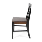 Sillas de comedor de madera de acacia estilo rústico, blancas/negras, juego de 2