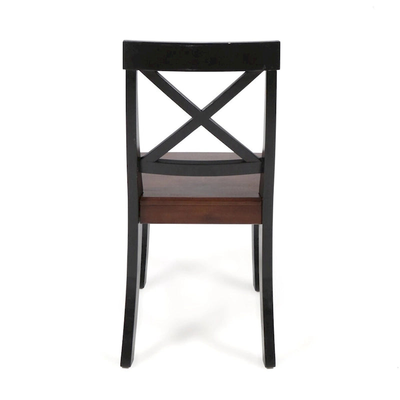 Sillas de comedor de madera de acacia estilo rústico, blancas/negras, juego de 2