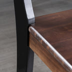 Sillas de comedor de madera de acacia estilo rústico, blancas/negras, juego de 2