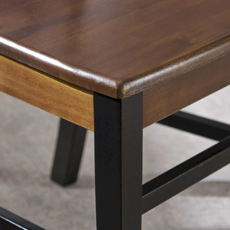 Sillas de comedor de madera de acacia estilo rústico, blancas/negras, juego de 2