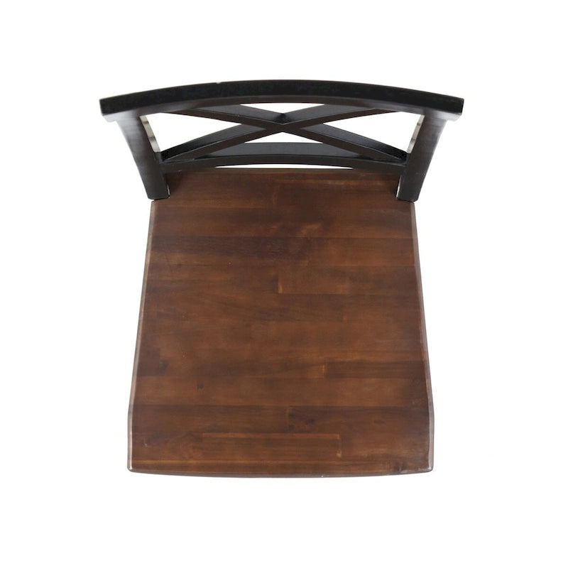 Sillas de comedor de madera de acacia estilo rústico, blancas/negras, juego de 2
