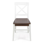 Sillas de comedor de madera de acacia estilo rústico, blancas/negras, juego de 2