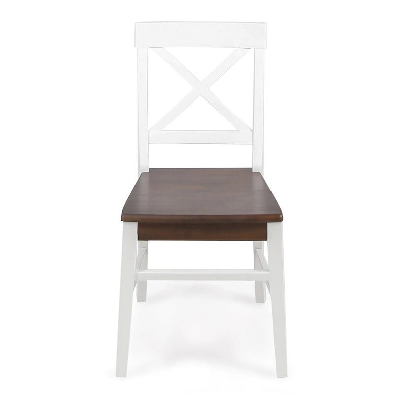 Sillas de comedor de madera de acacia estilo rústico, blancas/negras, juego de 2