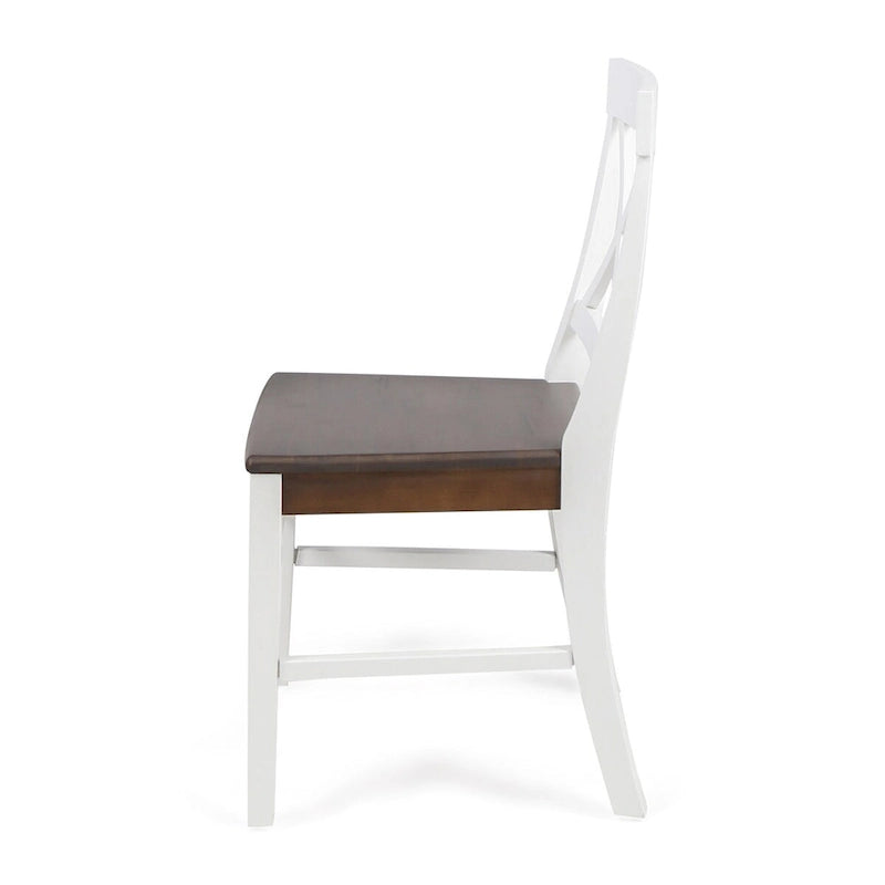 Sillas de comedor de madera de acacia estilo rústico, blancas/negras, juego de 2