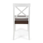 Sillas de comedor de madera de acacia estilo rústico, blancas/negras, juego de 2