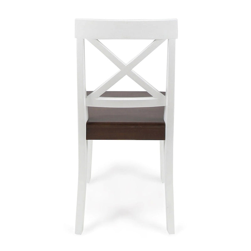 Sillas de comedor de madera de acacia estilo rústico, blancas/negras, juego de 2