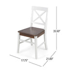 Sillas de comedor de madera de acacia estilo rústico, blancas/negras, juego de 2