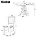 Juego de mesa de comedor redonda extensible Nogal / Blanco Antiguo, para 4-6 personas, estilo retro