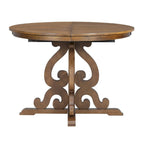 Juego de mesa de comedor redonda extensible Nogal / Blanco Antiguo, para 4-6 personas, estilo retro