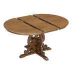 Juego de mesa de comedor redonda extensible Nogal / Blanco Antiguo, para 4-6 personas, estilo retro
