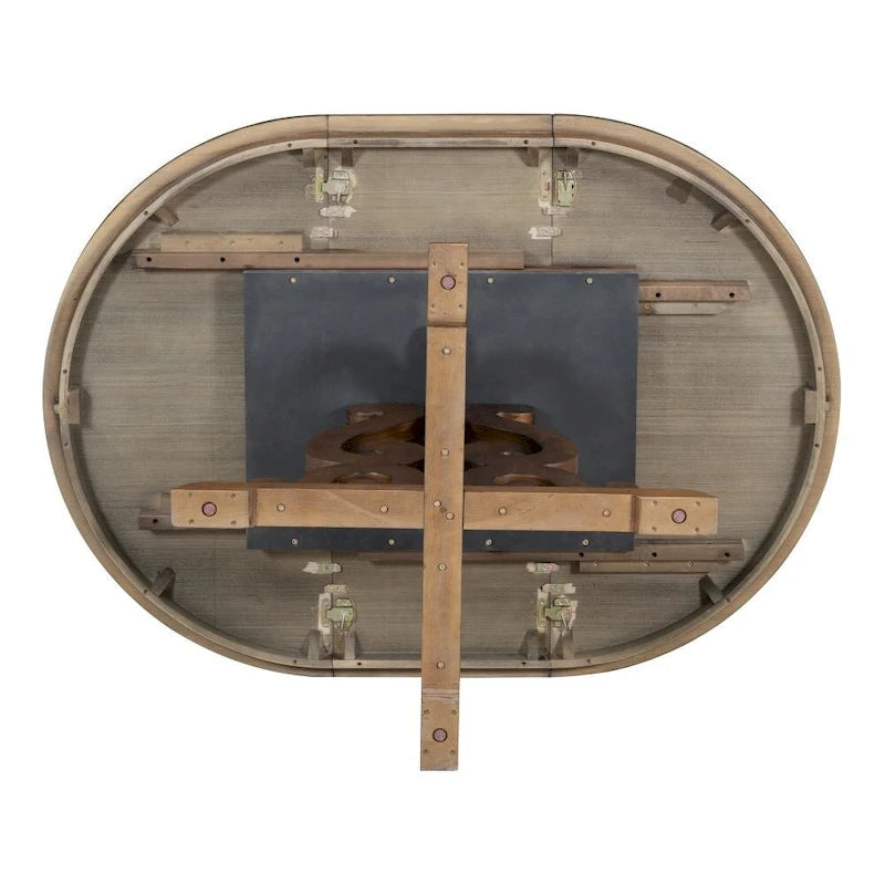 Juego de mesa de comedor redonda extensible Nogal / Blanco Antiguo, para 4-6 personas, estilo retro