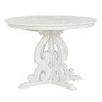 Juego de mesa de comedor redonda extensible Nogal / Blanco Antiguo, para 4-6 personas, estilo retro