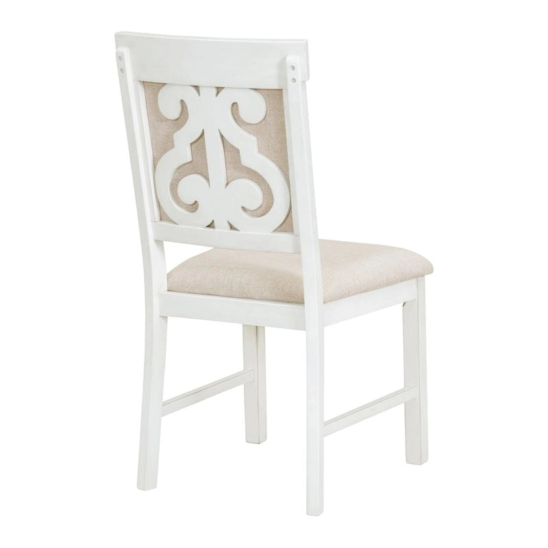 Juego de mesa de comedor redonda extensible Nogal / Blanco Antiguo, para 4-6 personas, estilo retro