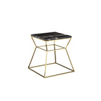 Mesa auxiliar cuadrada Black & Gold con tablero de mármol, individual