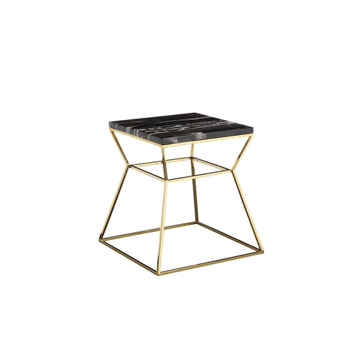 Mesa auxiliar cuadrada Black & Gold con tablero de mármol, individual
