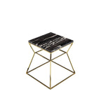 Mesa auxiliar cuadrada Black & Gold con tablero de mármol, individual