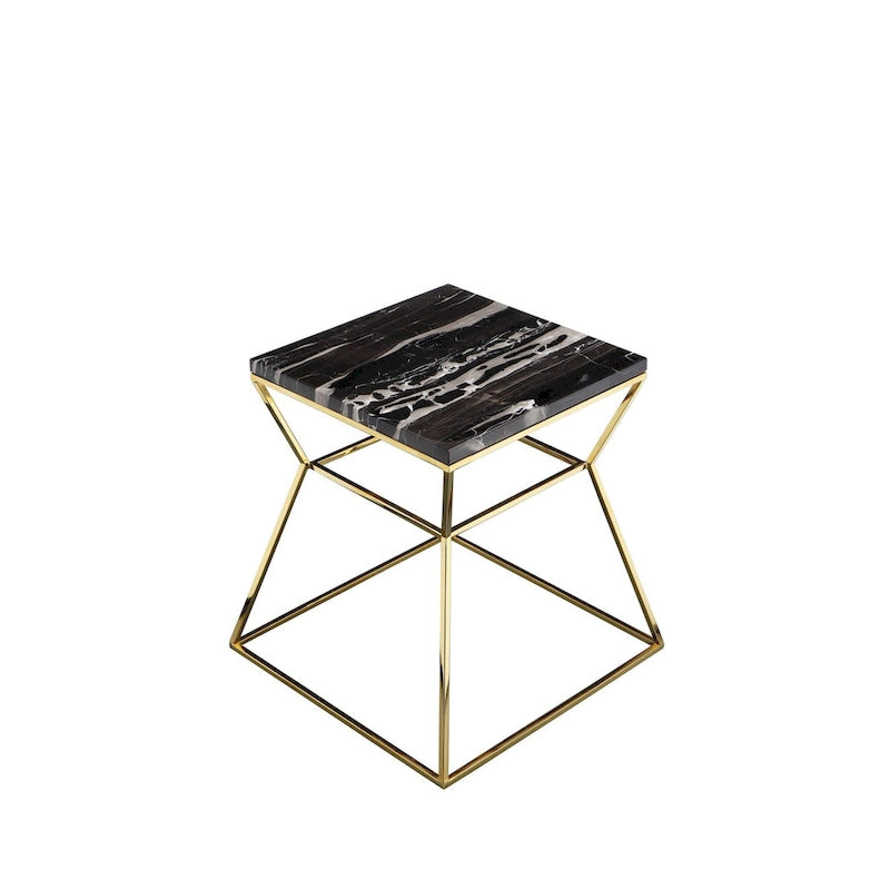 Mesa auxiliar cuadrada Black & Gold con tablero de mármol, individual
