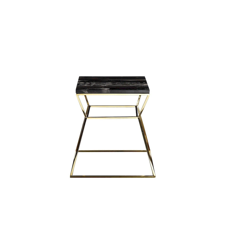 Mesa auxiliar cuadrada Black & Gold con tablero de mármol, individual