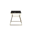 Mesa auxiliar cuadrada Black & Gold con tablero de mármol, individual
