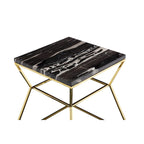 Mesa auxiliar cuadrada Black & Gold con tablero de mármol, individual