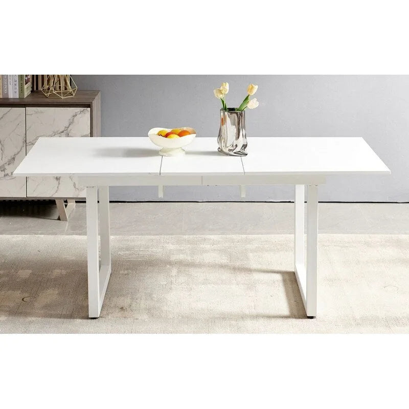 Mesa de comedor extensible, Negro / Blanco, para 4-6 personas