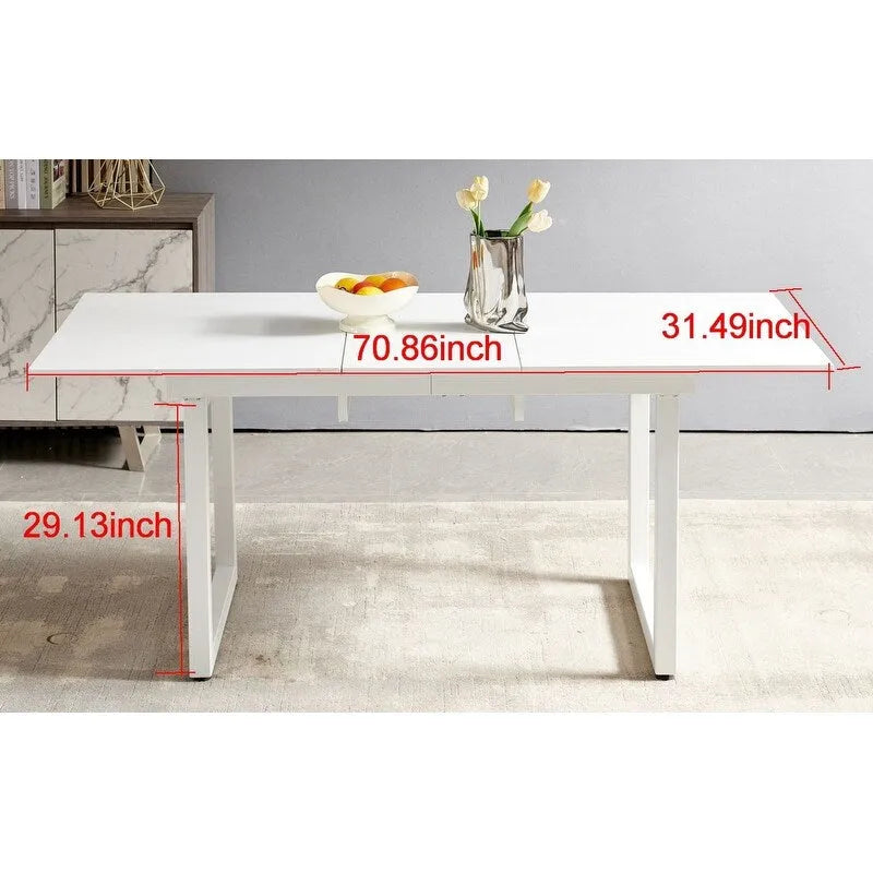 Mesa de comedor extensible, Negro / Blanco, para 4-6 personas