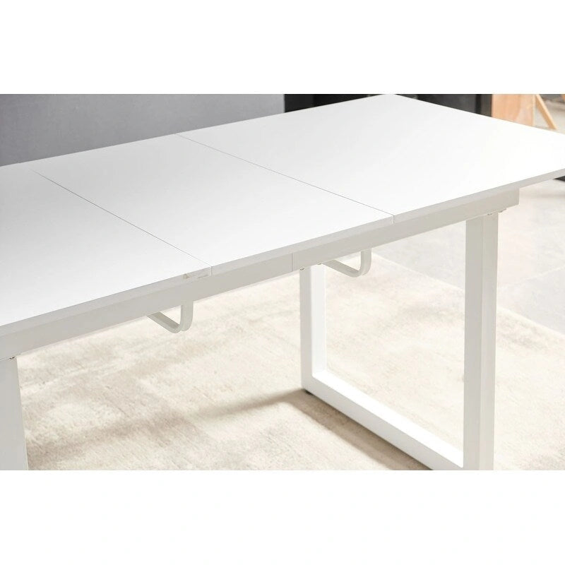 Mesa de comedor extensible, Negro / Blanco, para 4-6 personas