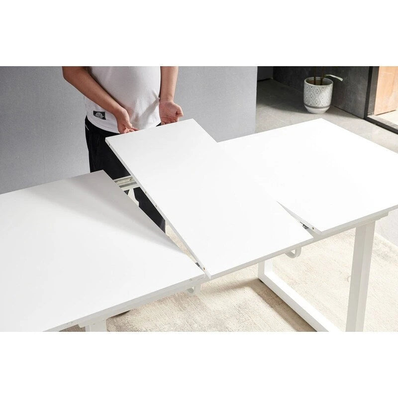 Mesa de comedor extensible, Negro / Blanco, para 4-6 personas