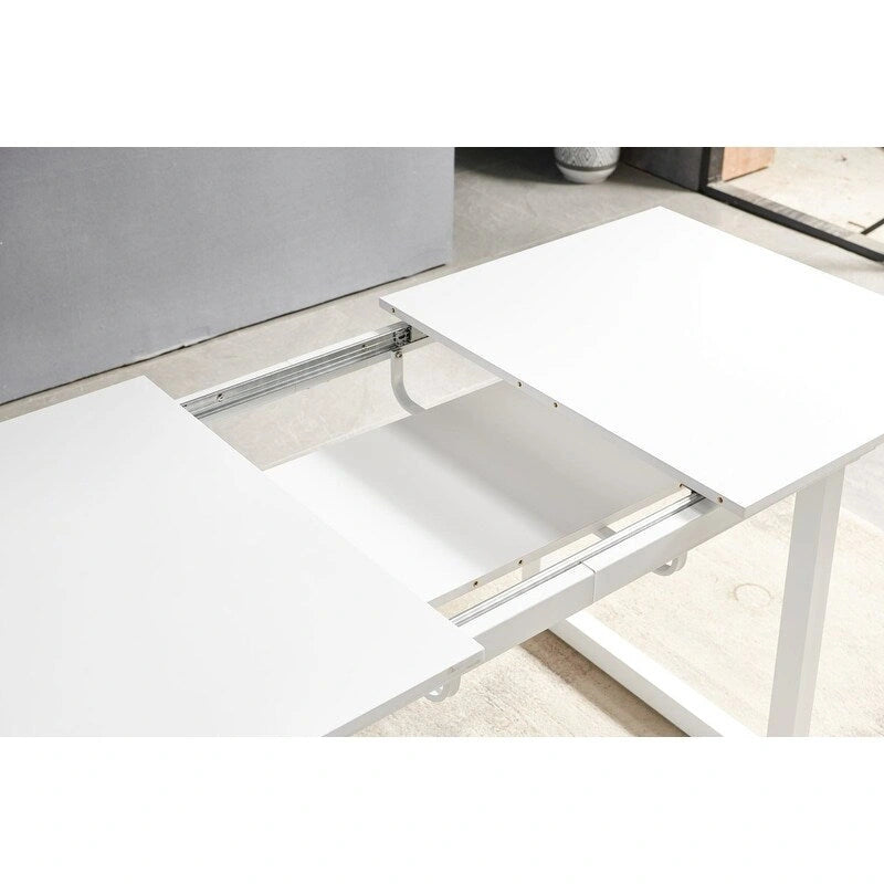 Mesa de comedor extensible, Negro / Blanco, para 4-6 personas