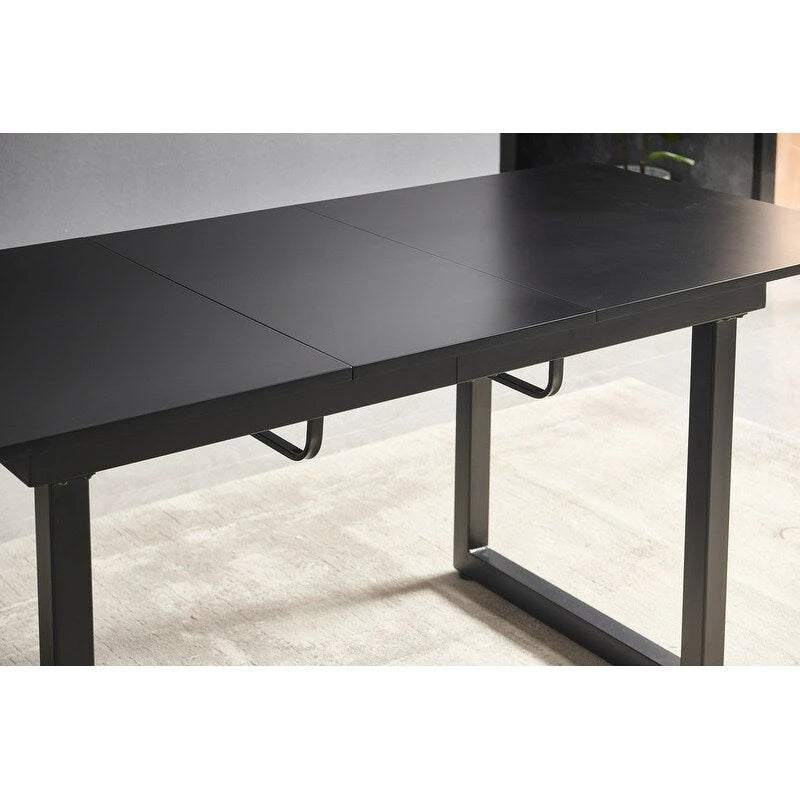 Mesa de comedor extensible, Negro / Blanco, para 4-6 personas