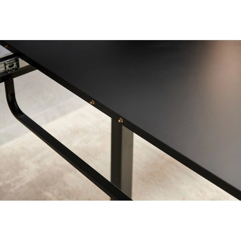 Mesa de comedor extensible, Negro / Blanco, para 4-6 personas