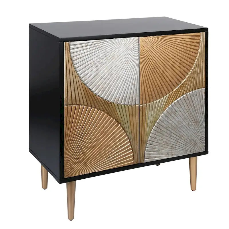 Aparador de acento de 2 puertas Gold - Negro y dorado, unidad individual
