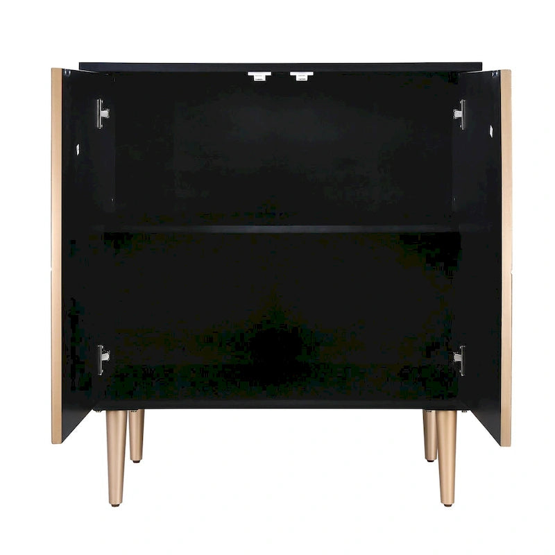 Aparador de acento de 2 puertas Gold - Negro y dorado, unidad individual