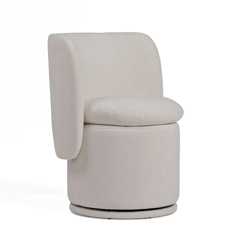 Sillón giratorio Off White Wingback para comedor, altura de comedor, individual