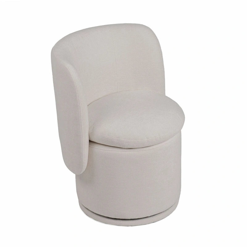 Sillón giratorio Off White Wingback para comedor, altura de comedor, individual