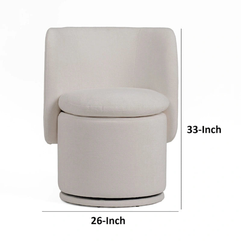 Sillón giratorio Off White Wingback para comedor, altura de comedor, individual