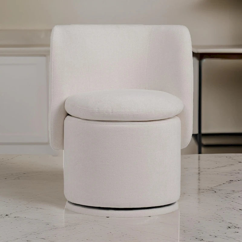 Sillón giratorio Off White Wingback para comedor, altura de comedor, individual