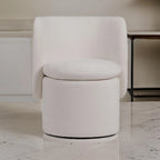 Sillón giratorio Off White Wingback para comedor, altura de comedor, individual