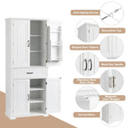 Armario alto de almacenamiento blanco/gris con 4 puertas y 1 cajón, estante ajustable, montaje de 1 a 2 personas