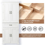 Armario alto de almacenamiento blanco/gris con 4 puertas y 1 cajón, estante ajustable, montaje de 1 a 2 personas