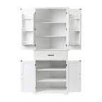 Armario alto de almacenamiento blanco/gris con 4 puertas y 1 cajón, estante ajustable, montaje de 1 a 2 personas