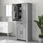 Armario alto de almacenamiento blanco/gris con 4 puertas y 1 cajón, estante ajustable, montaje de 1 a 2 personas
