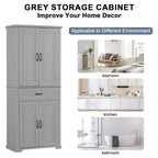 Armario alto de almacenamiento blanco/gris con 4 puertas y 1 cajón, estante ajustable, montaje de 1 a 2 personas