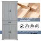 Armario alto de almacenamiento blanco/gris con 4 puertas y 1 cajón, estante ajustable, montaje de 1 a 2 personas